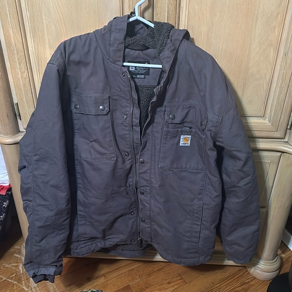 CARHARTT RELAXED FIT WASHED DUCK SHERPA-LINED UTILITY JACKET